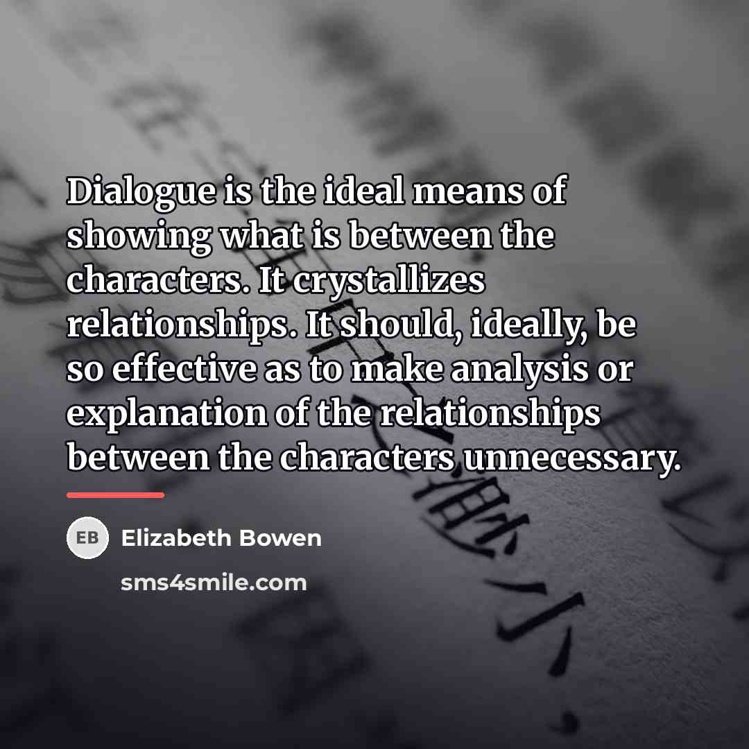 “Dialogue is the ideal means of showing what is between…” quote by Elizabeth Bowen