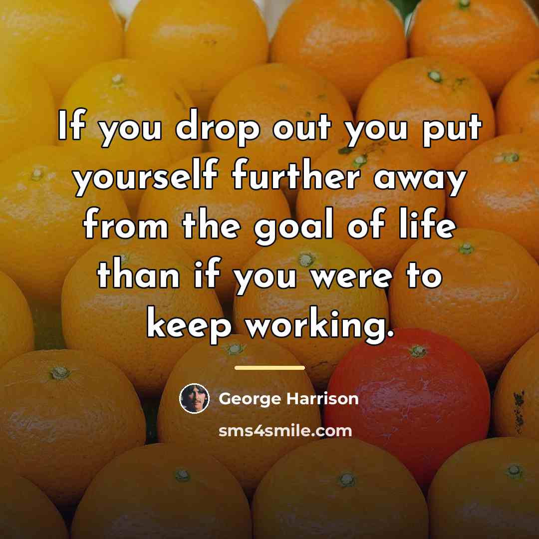 “If you drop out you put yourself further away from…” quote by George Harrison
