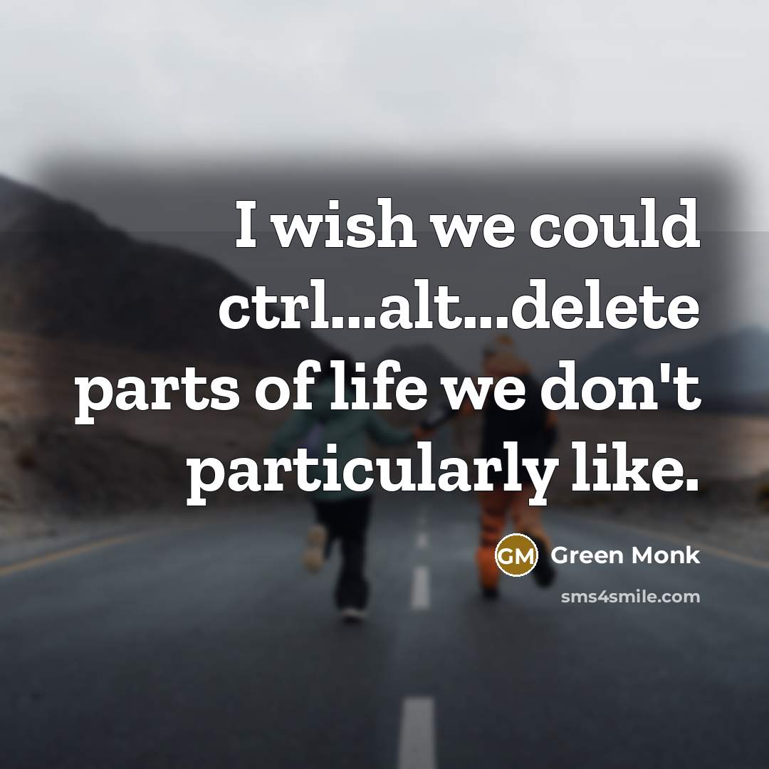 “I wish we could ctrl...alt...delete parts of life we don't…” quote by Green Monk