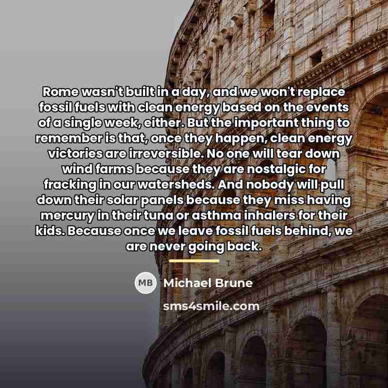 “Rome wasn't built in a day, and we won't replace…” quote by Michael Brune