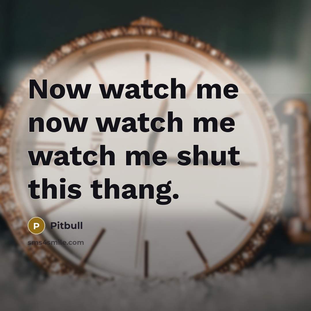“Now watch me now watch me watch me shut this…” quote by Pitbull