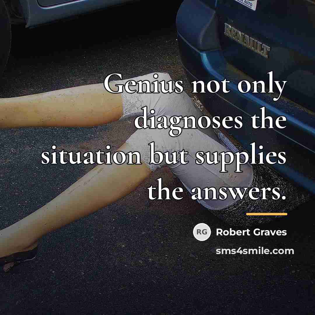 “Genius not only diagnoses the situation but supplies the answers.…” quote by Robert Graves