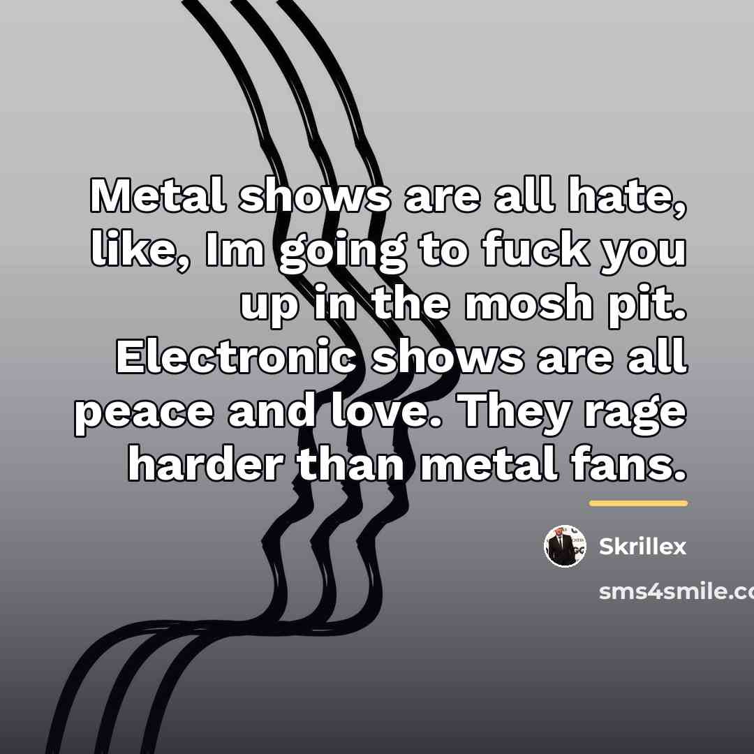 “Metal shows are all hate, like, Im going to fuck…” quote by Skrillex