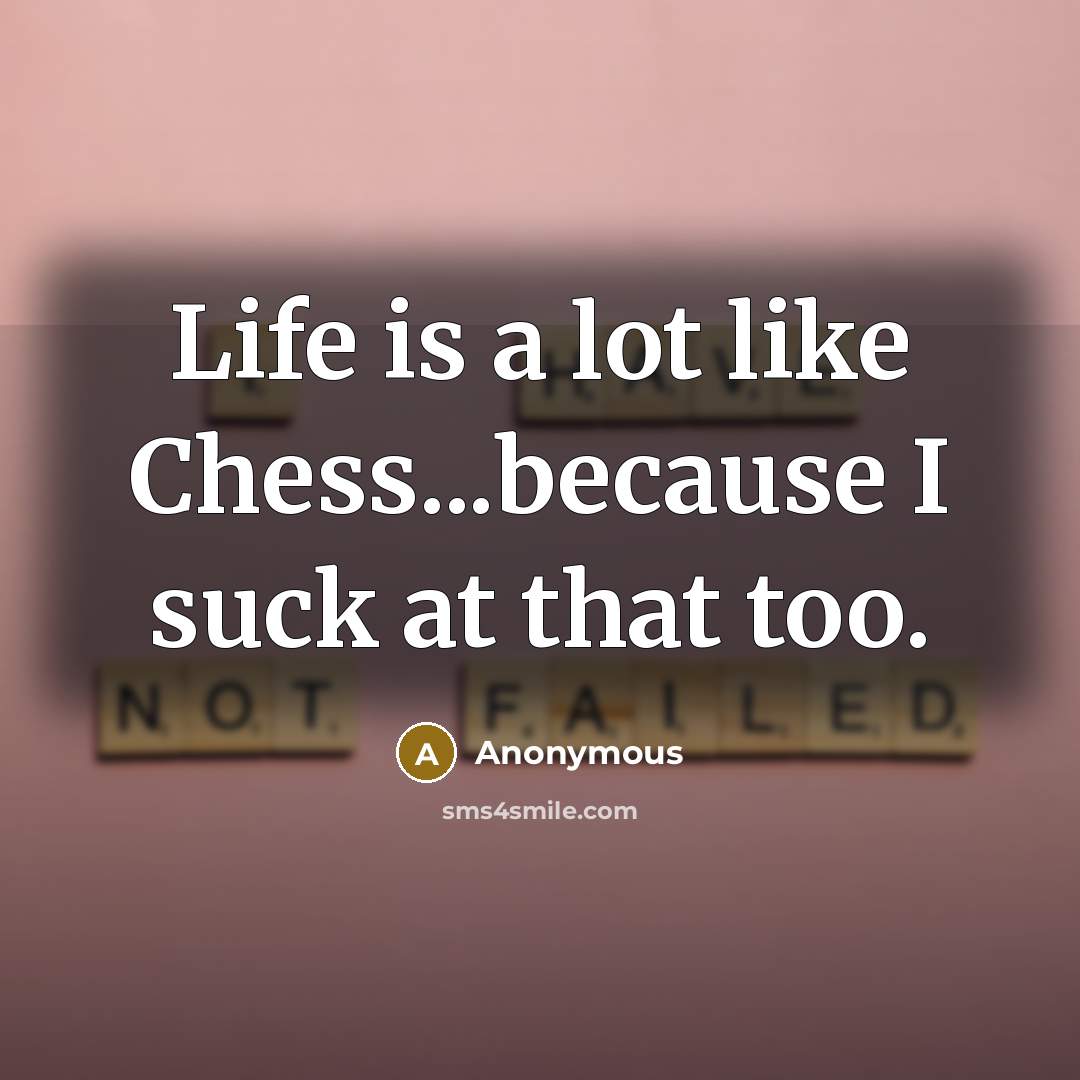 “Life is a lot like Chess...because I suck at that…” quote by Anonymous