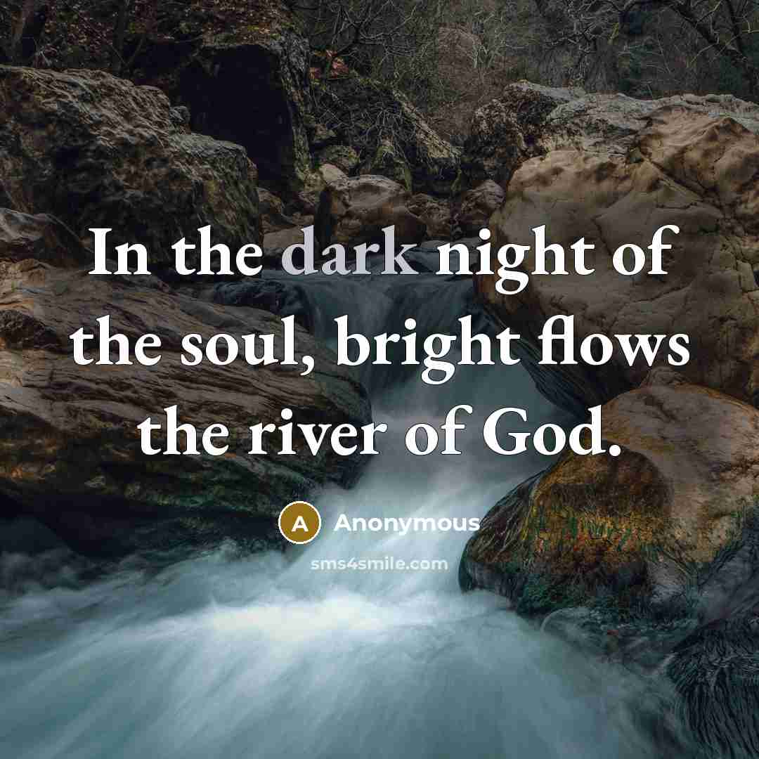 “In the dark night of the soul, bright flows the…” quote by Anonymous