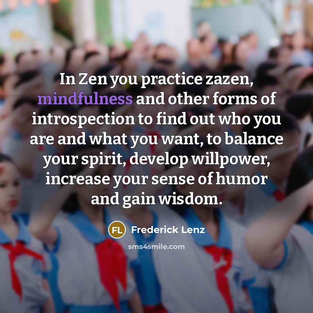 “In Zen you practice zazen, mindfulness and other forms of…” quote by Frederick Lenz