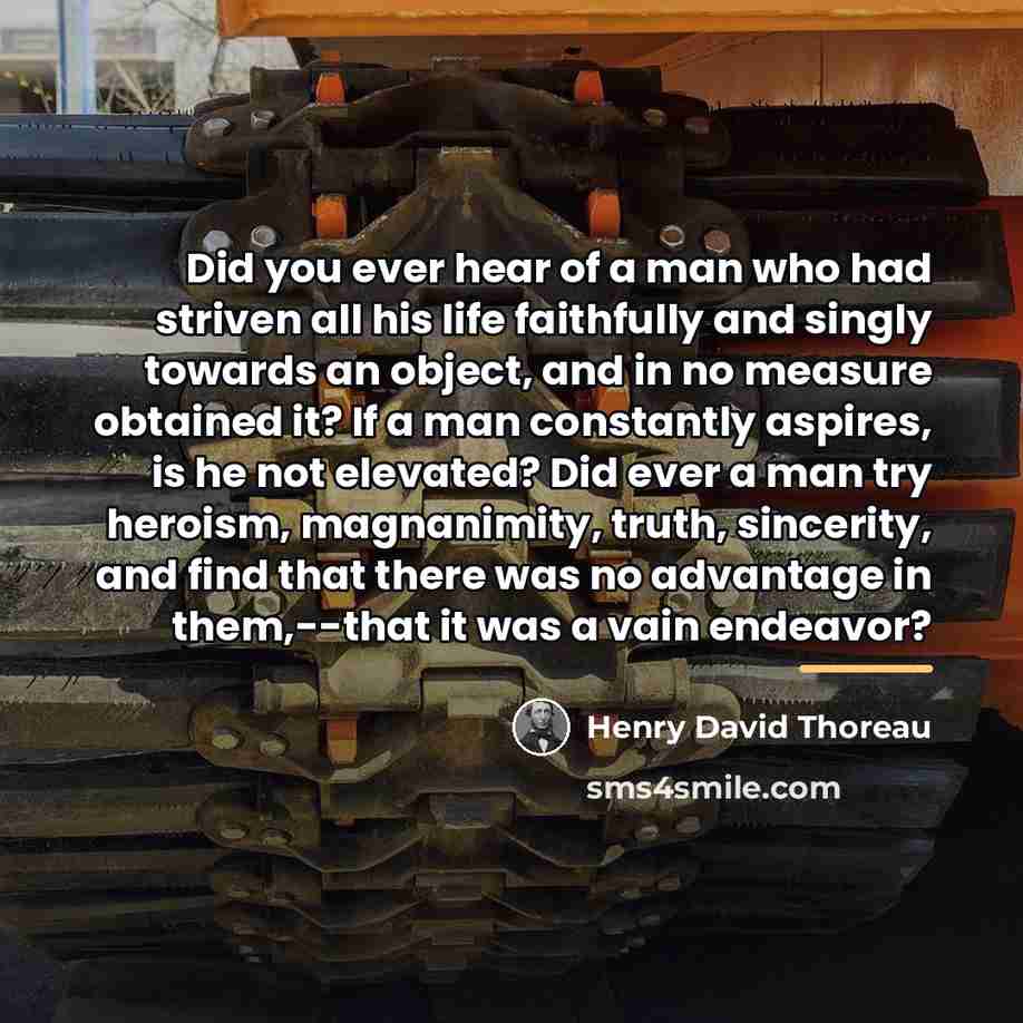 “Did you ever hear of a man who had striven…” quote by Henry David Thoreau