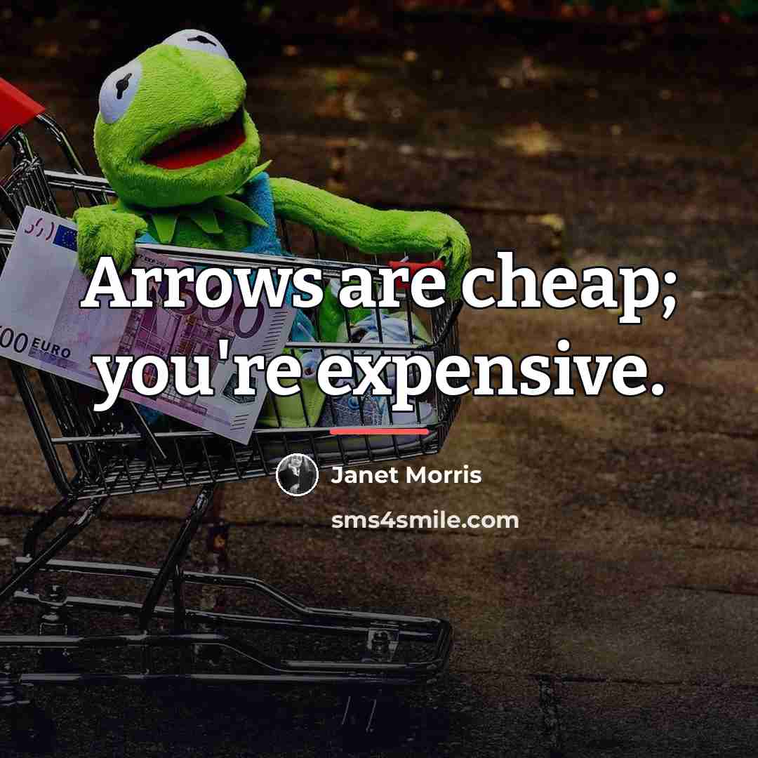 “Arrows are cheap; you're expensive.…” quote by Janet Morris