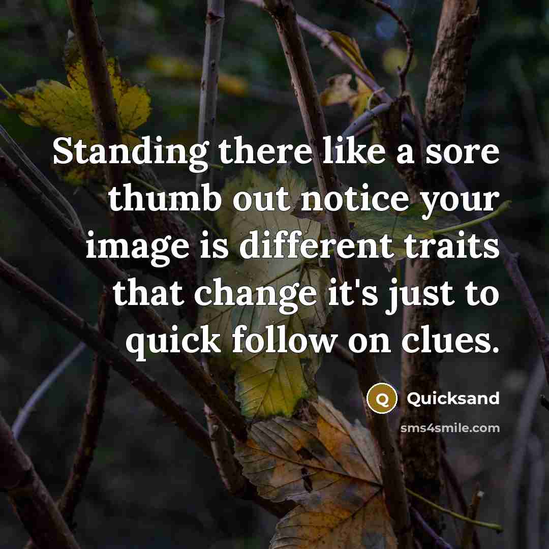 “Standing there like a sore thumb out notice your image…” quote by Quicksand