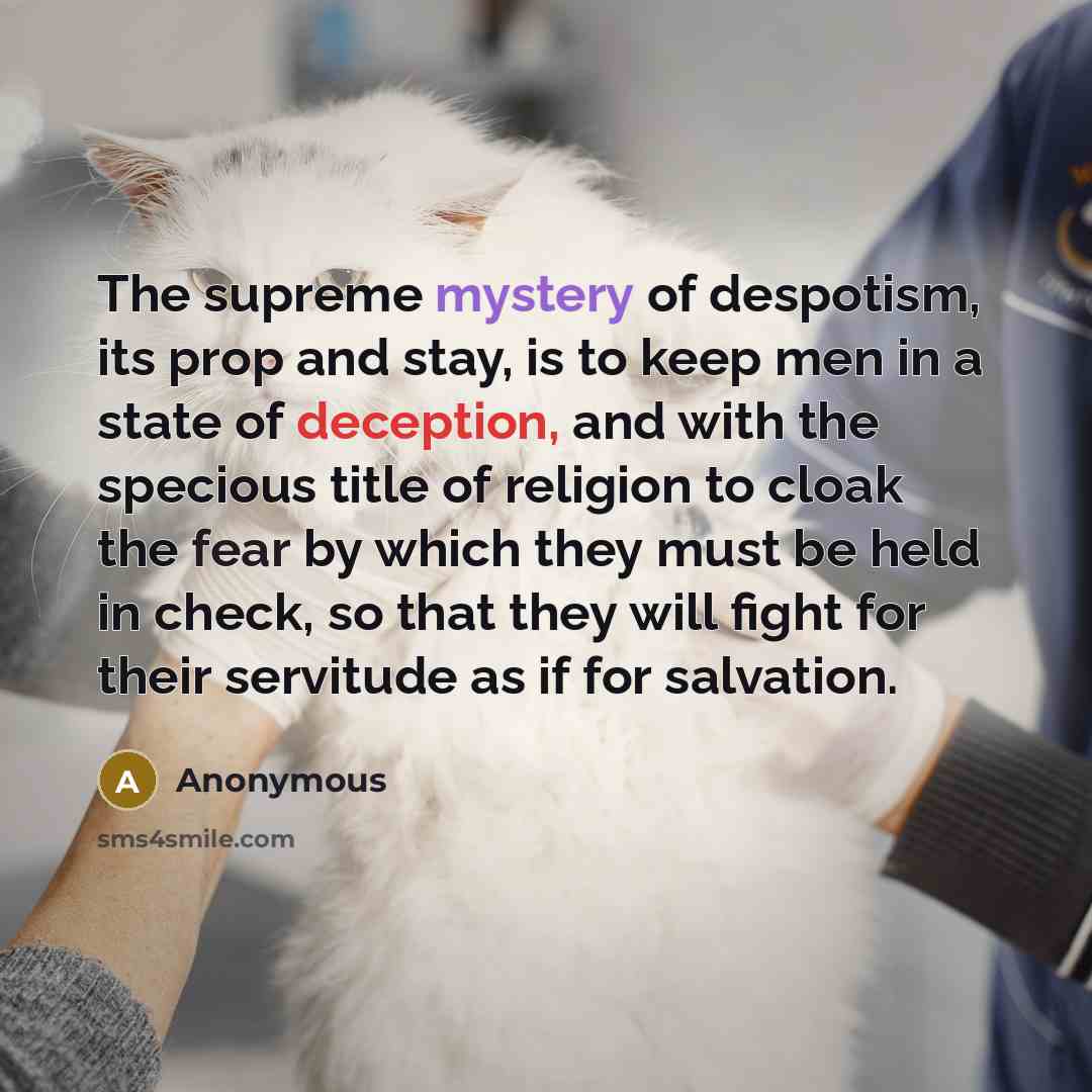 “The supreme mystery of despotism, its prop and stay, is…” quote by Anonymous