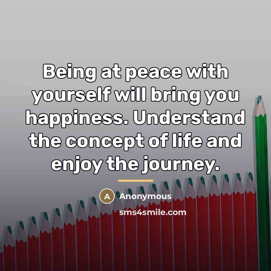 “Being at peace with yourself will bring you happiness. Understand…” quote by Anonymous