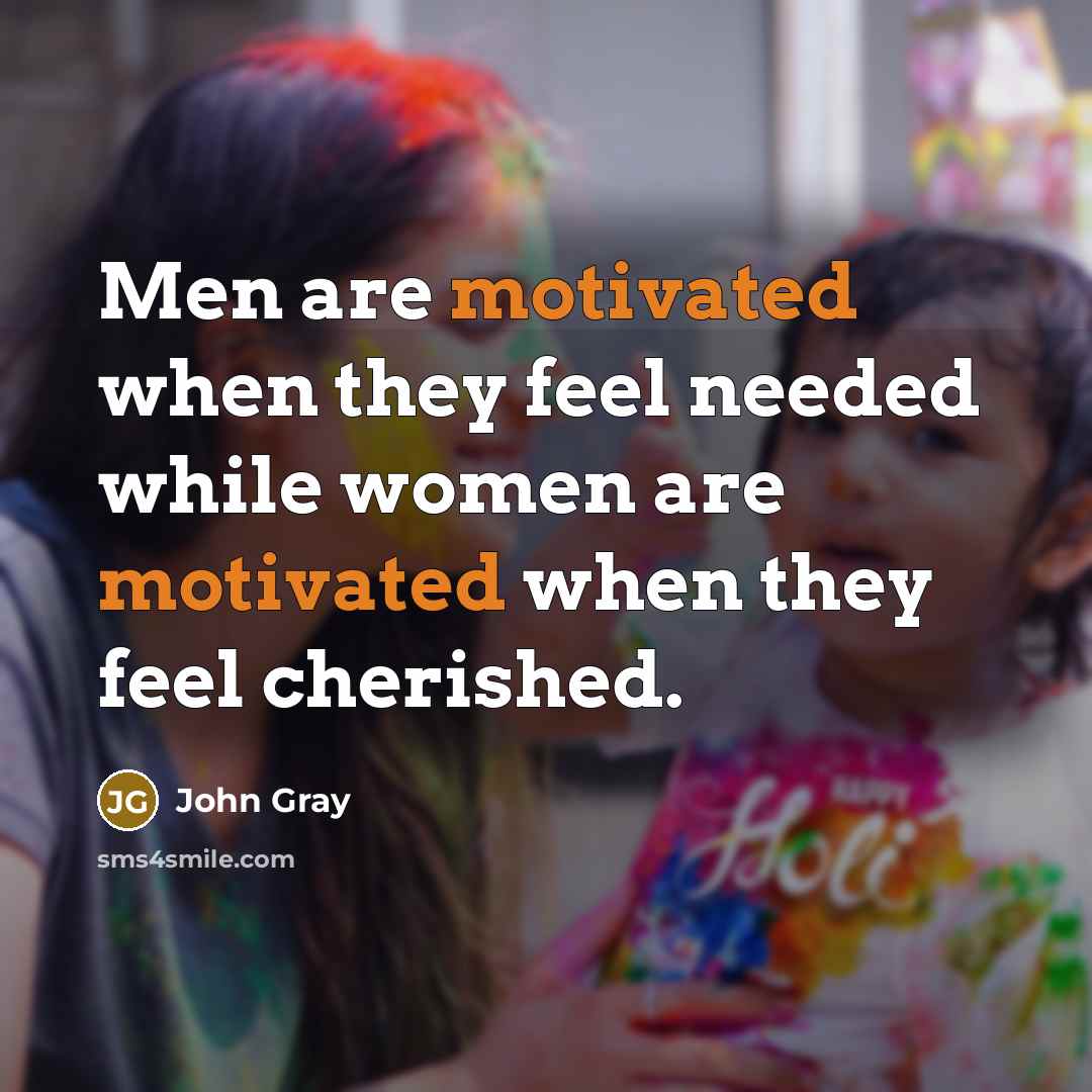 “Men are motivated when they feel needed while women are…” quote by John Gray