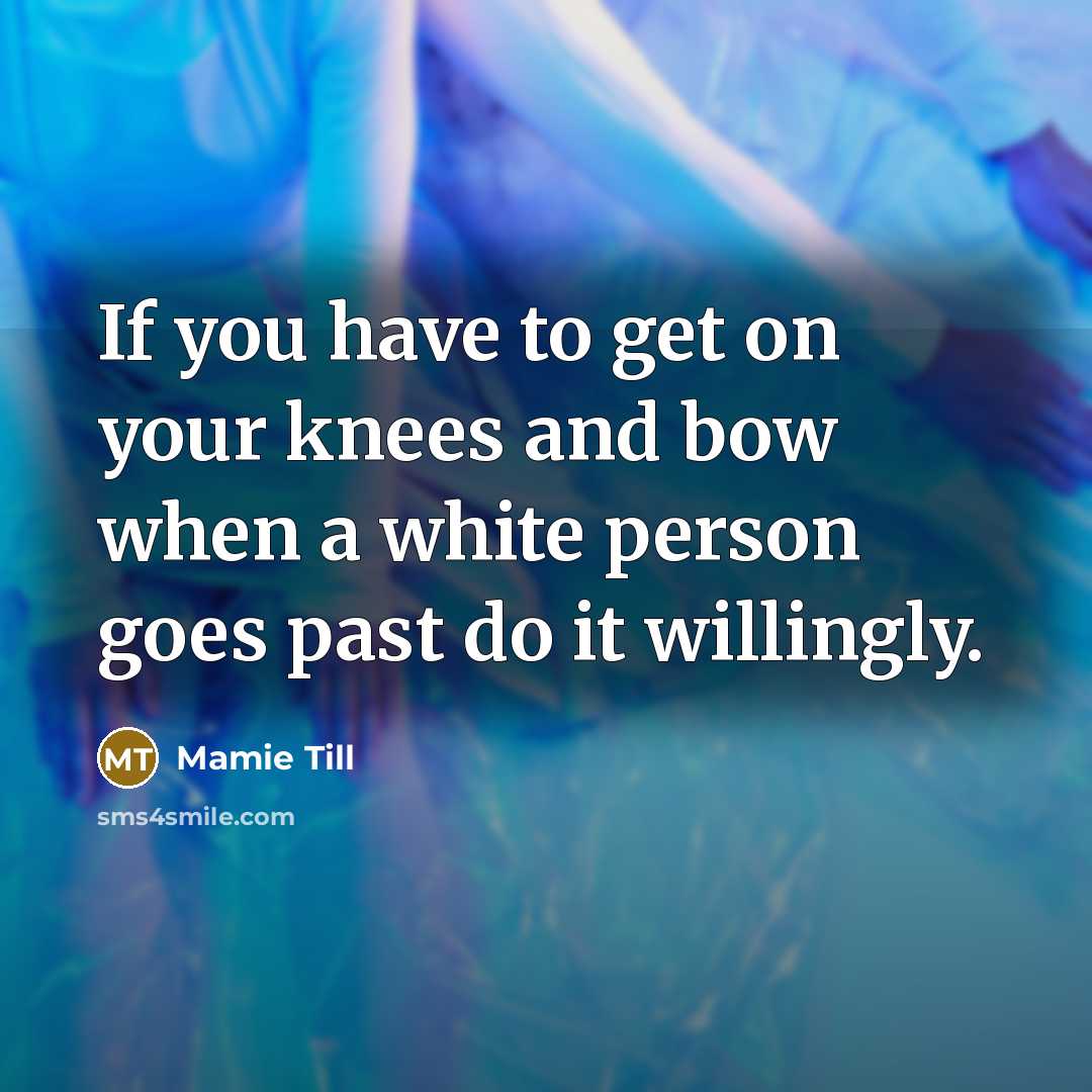 “If you have to get on your knees and bow…” quote by Mamie Till
