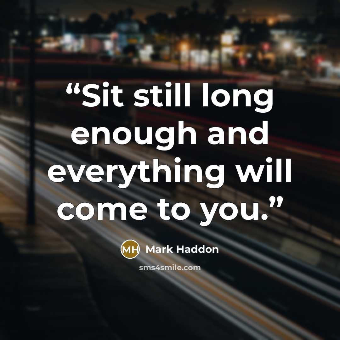 “Sit still long enough and everything will come to you.” quote by Mark Haddon