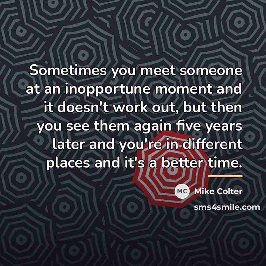 “Sometimes you meet someone at an inopportune moment and it…” quote by Mike Colter