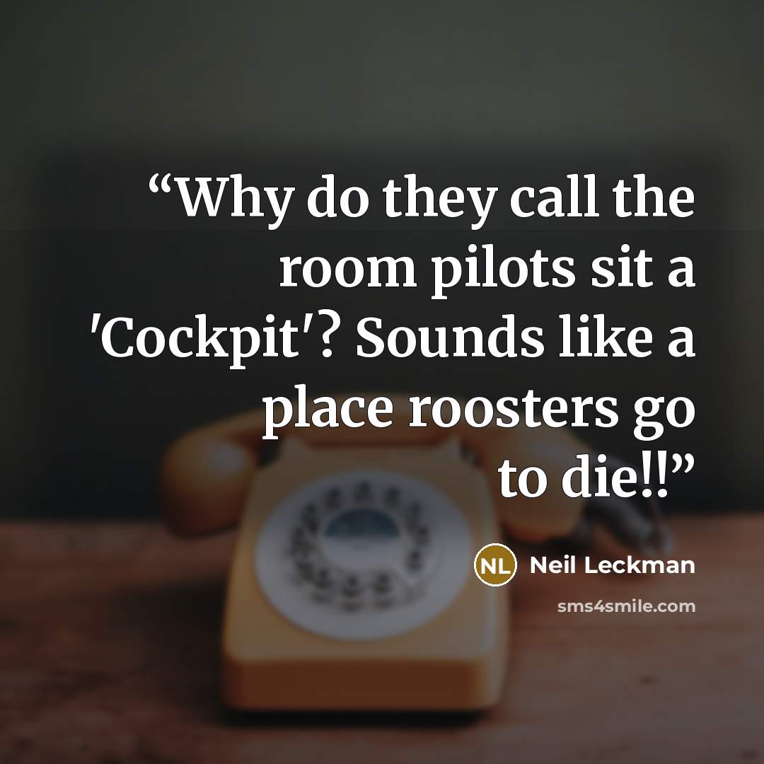 “Why do they call the room pilots sit a 'Cockpit'? Sounds like a place roosters go to die!!” quote by Neil Leckman