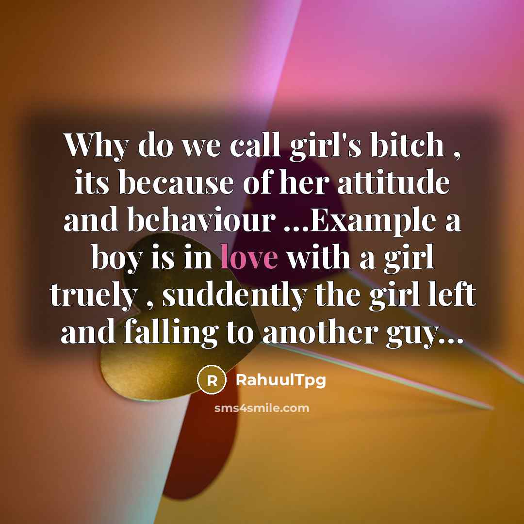 “Why do we call girl's bitch , its because of…” quote by RahuulTpg