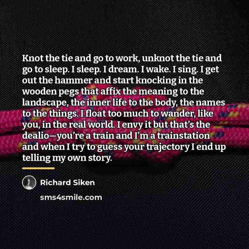 “Knot the tie and go to work, unknot the tie…” quote by Richard Siken