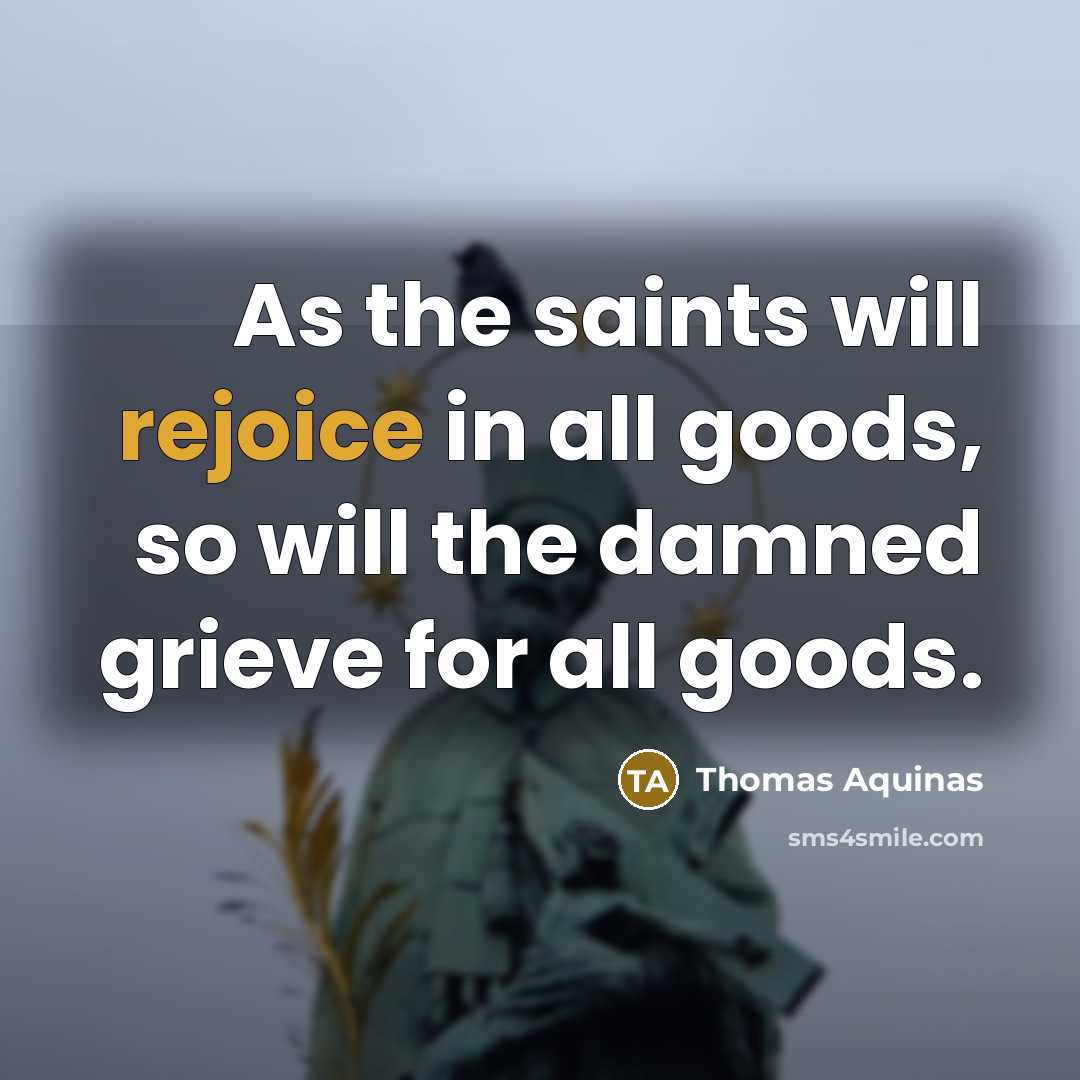 “As the saints will rejoice in all goods, so will…” quote by Thomas Aquinas