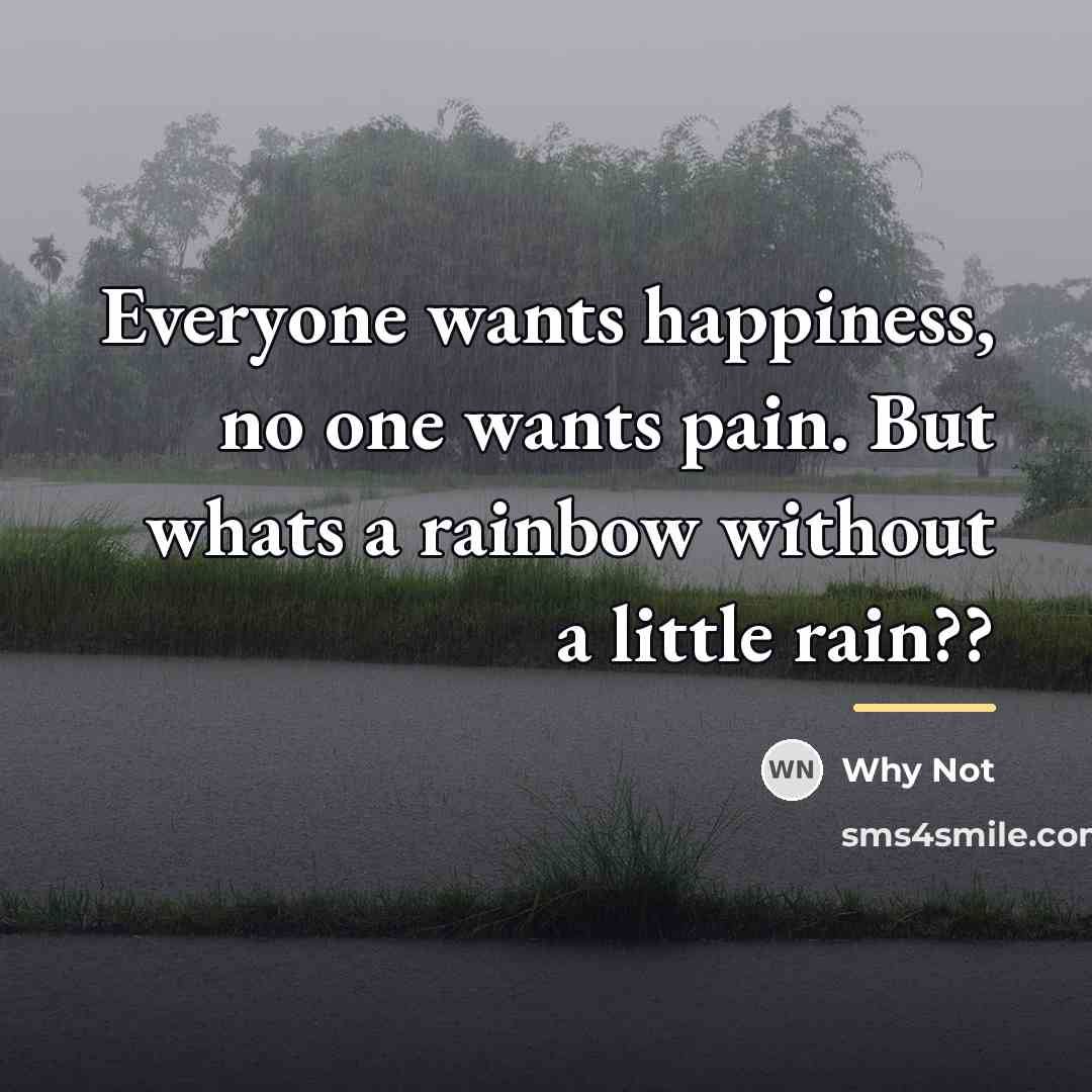 “Everyone wants happiness, no one wants pain. But whats a…” quote by Why Not