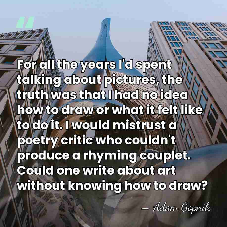 For all the years I'd spent talking about pictures, the truth was&hellip; - Adam Gopnik