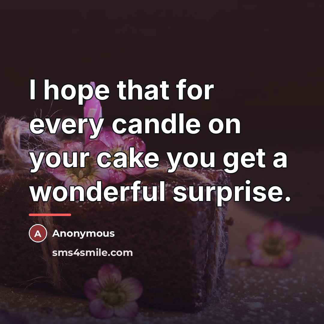“I hope that for every candle on your cake you…” quote by Anonymous