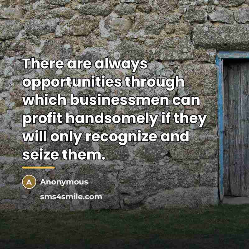 “There are always opportunities through which businessmen can profit handsomely…” quote by Anonymous