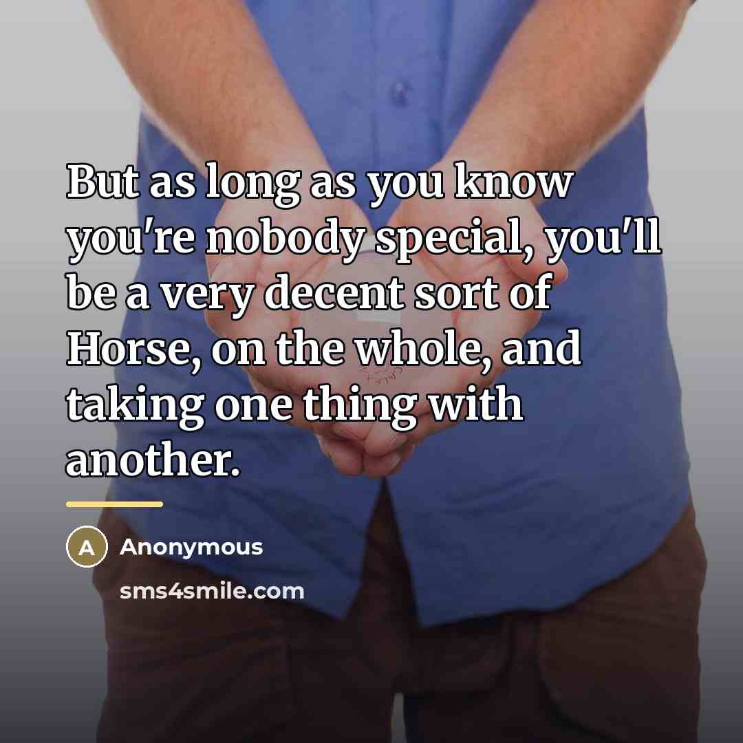 “But as long as you know you're nobody special, you'll…” quote by Anonymous