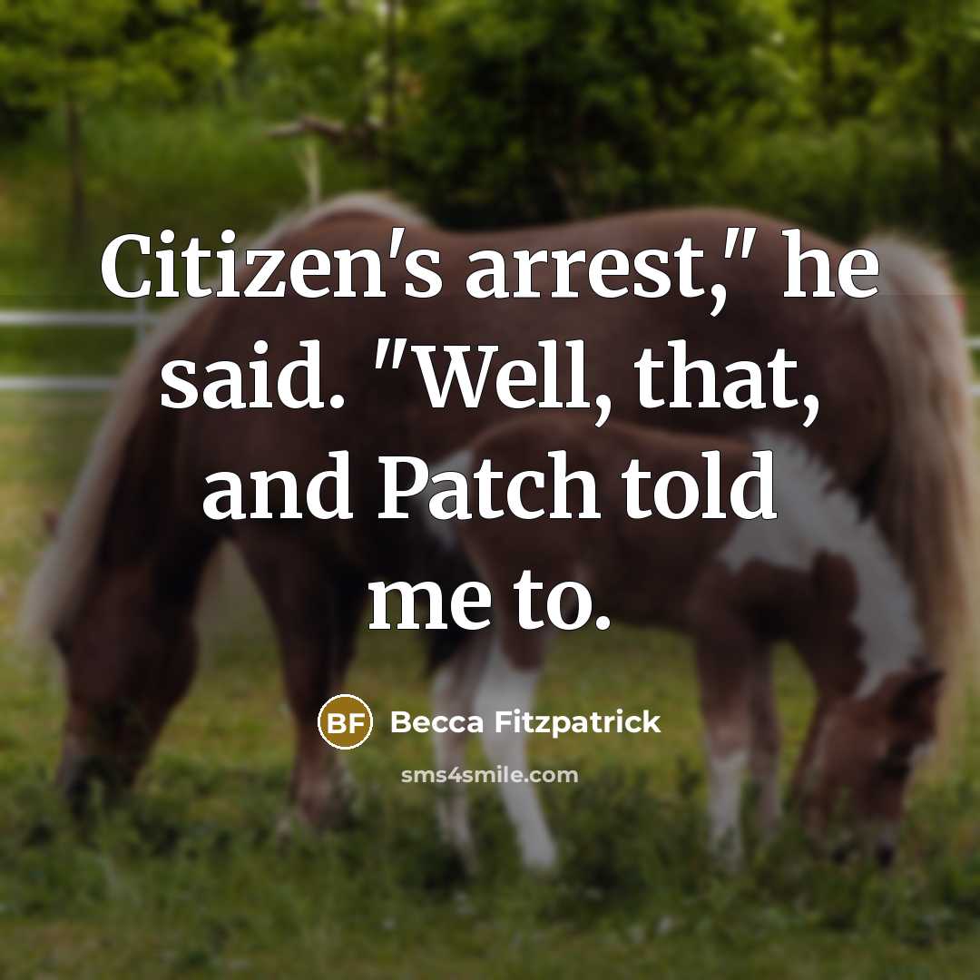 “Citizen's arrest," he said. "Well, that, and Patch told me to.” quote by Becca Fitzpatrick