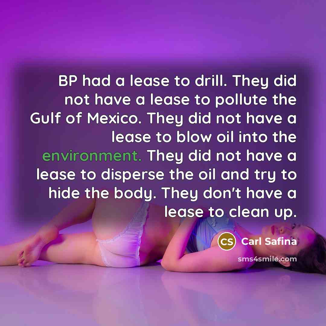 “BP had a lease to drill. They did not have…” quote by Carl Safina