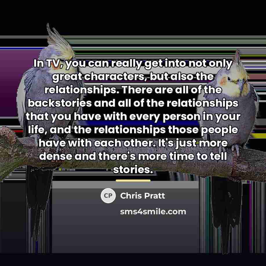 “In TV, you can really get into not only great…” quote by Chris Pratt