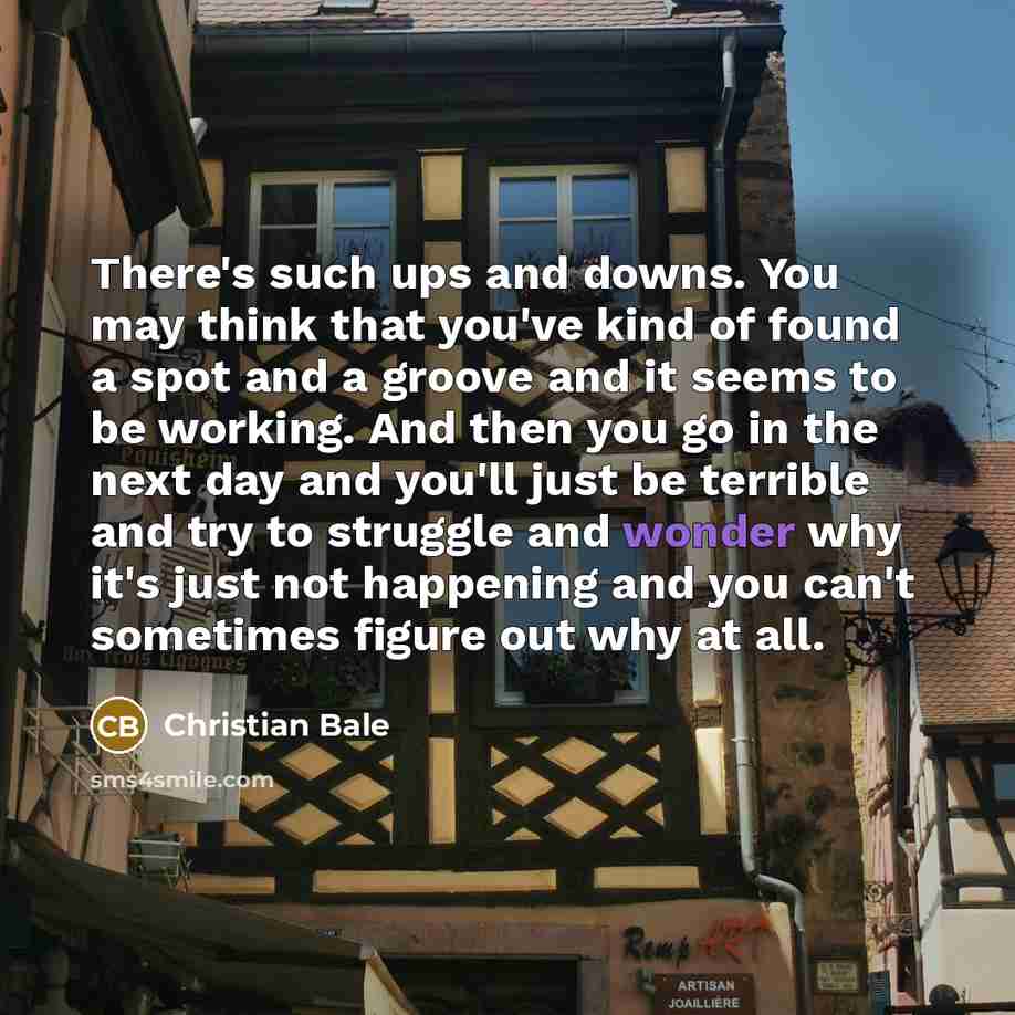 “There's such ups and downs. You may think that you've…” quote by Christian Bale