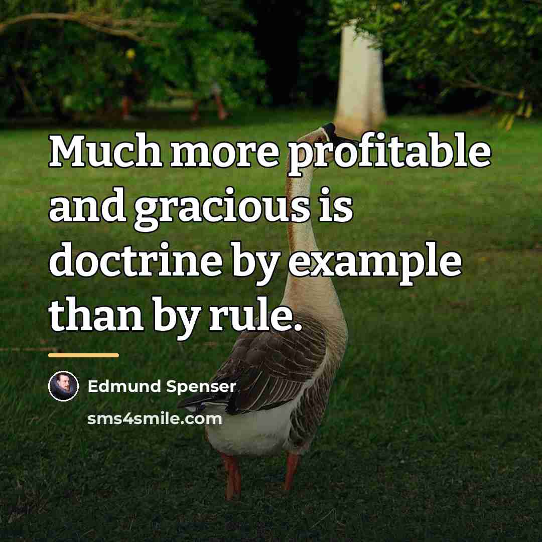“Much more profitable and gracious is doctrine by example than…” quote by Edmund Spenser
