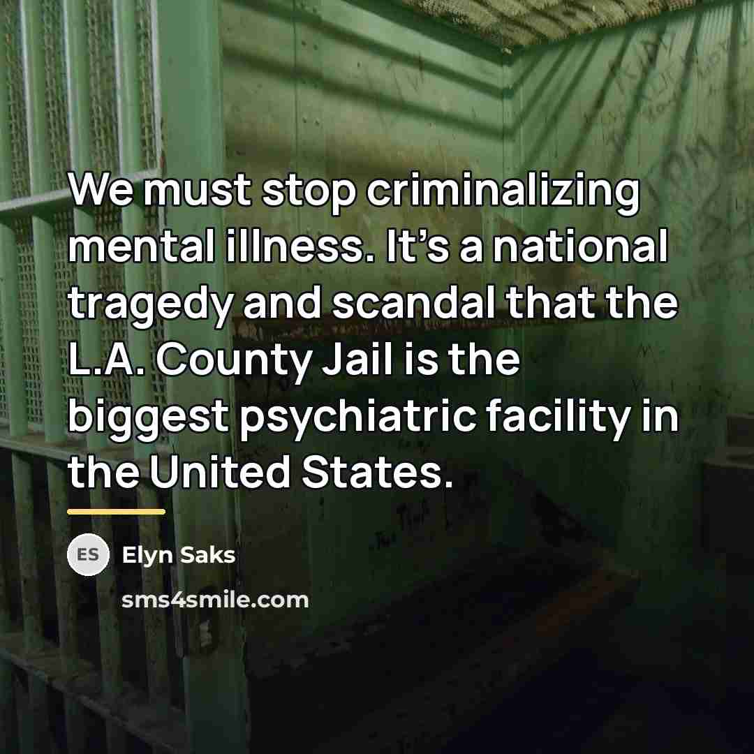 “We must stop criminalizing mental illness. It's a national tragedy…” quote by Elyn Saks
