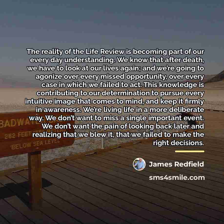 “The reality of the Life Review is becoming part of…” quote by James Redfield