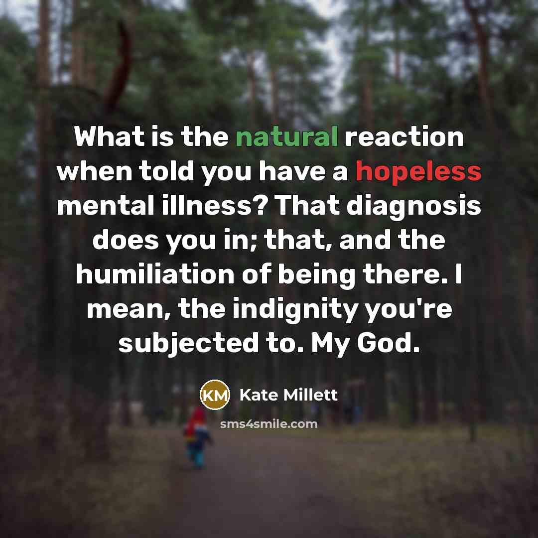 “What is the natural reaction when told you have a…” quote by Kate Millett