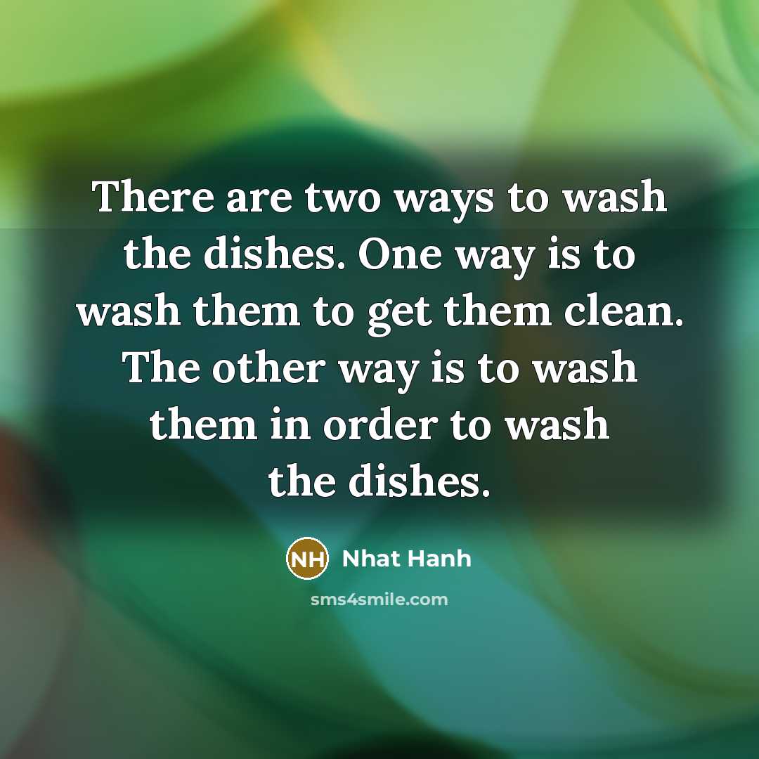 “There are two ways to wash the dishes. One way…” quote by Nhat Hanh