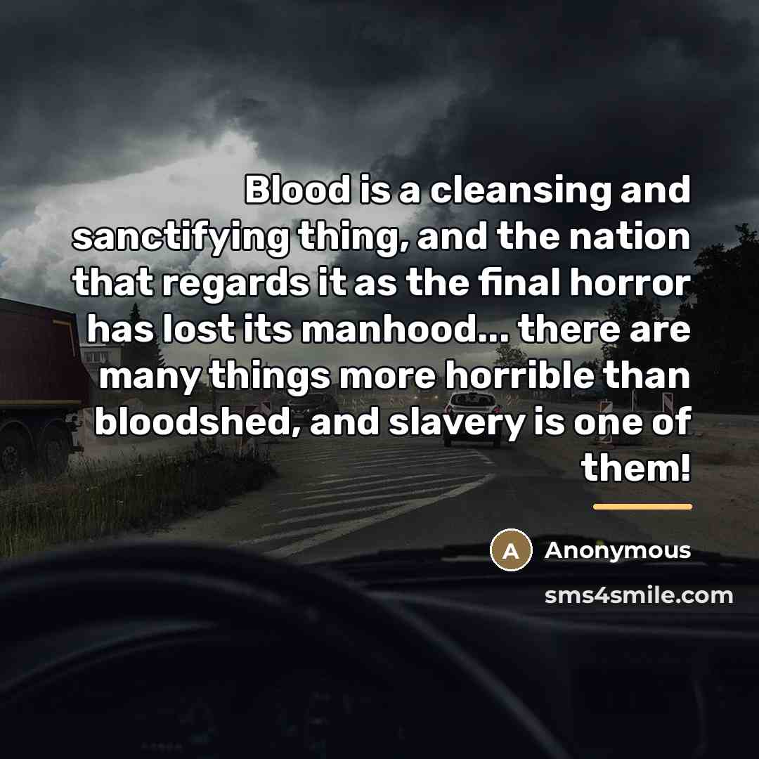 “Blood is a cleansing and sanctifying thing, and the nation…” quote by Anonymous