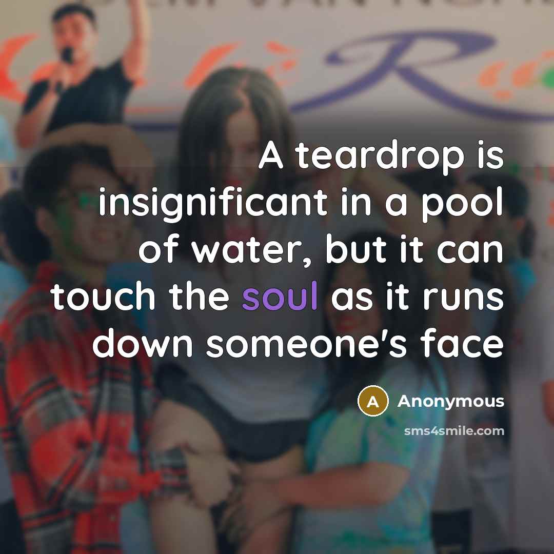“A teardrop is insignificant in a pool of water, but…” quote by Anonymous