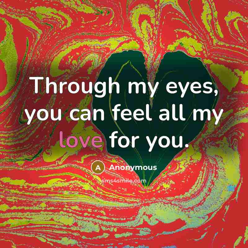 “Through my eyes, you can feel all my love for you.” quote by Anonymous