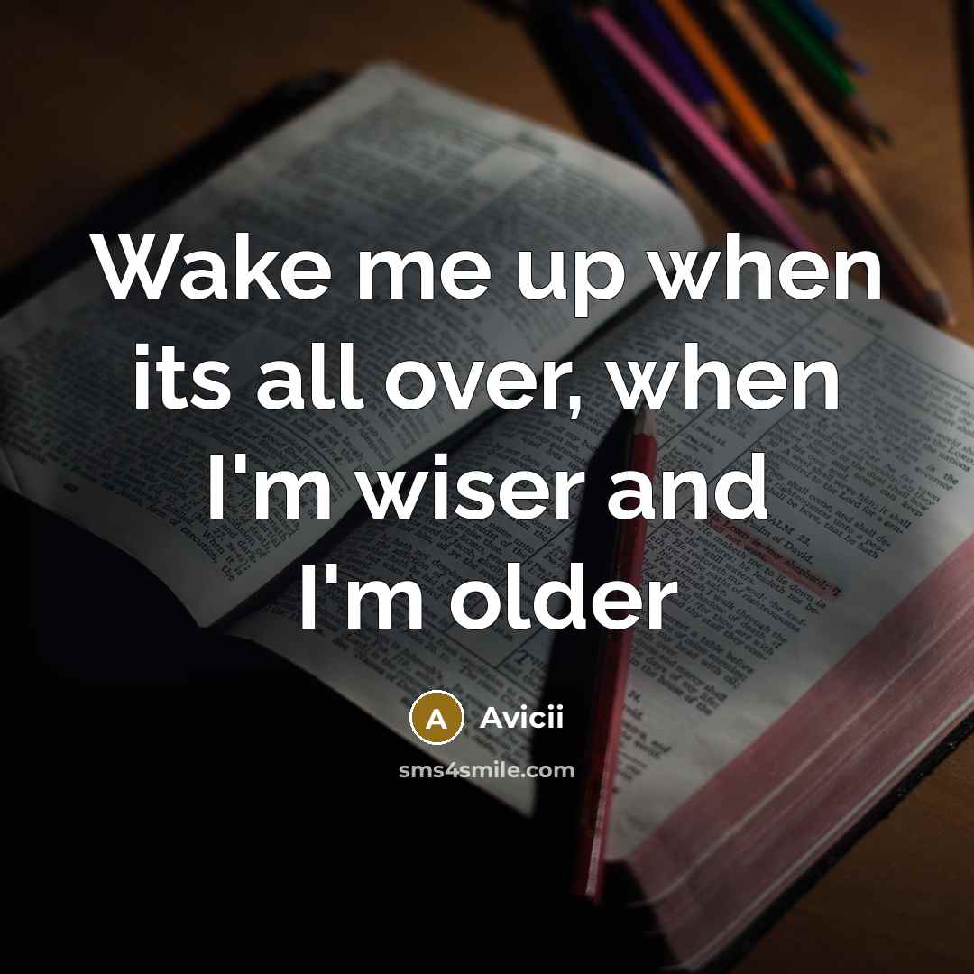 “Wake me up when its all over, when I'm wiser…” quote by Avicii