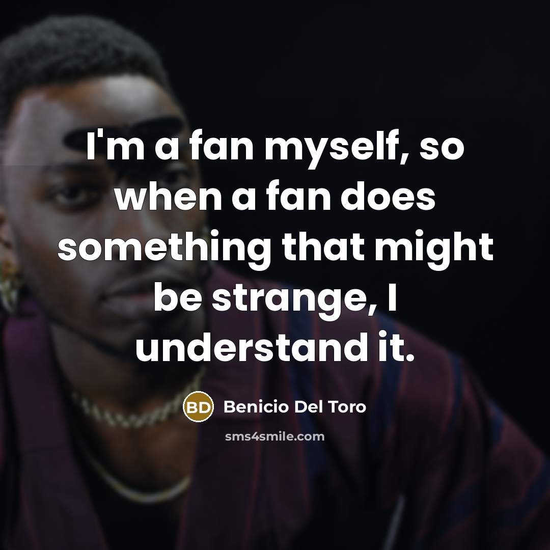 “I'm a fan myself, so when a fan does something…” quote by Benicio Del Toro