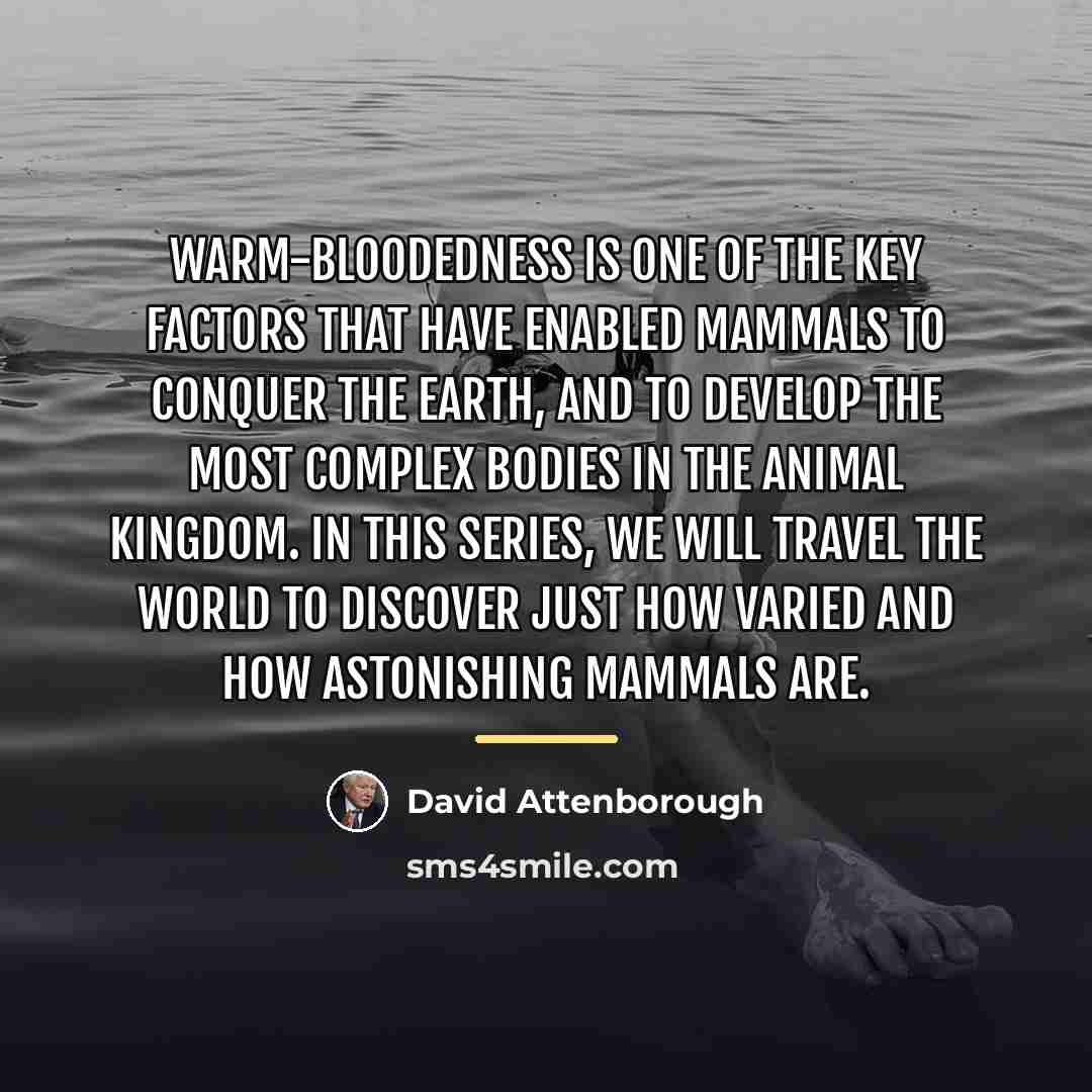 “Warm-bloodedness is one of the key factors that have enabled…” quote by David Attenborough
