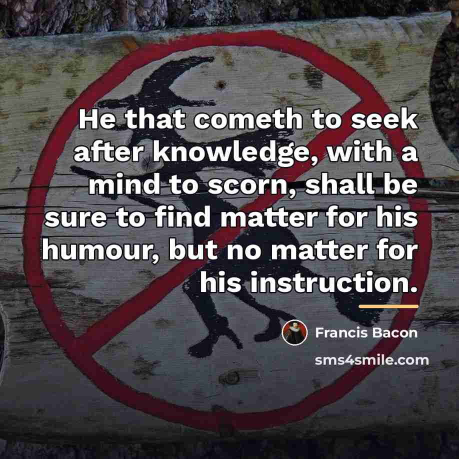 “He that cometh to seek after knowledge, with a mind…” quote by Francis Bacon