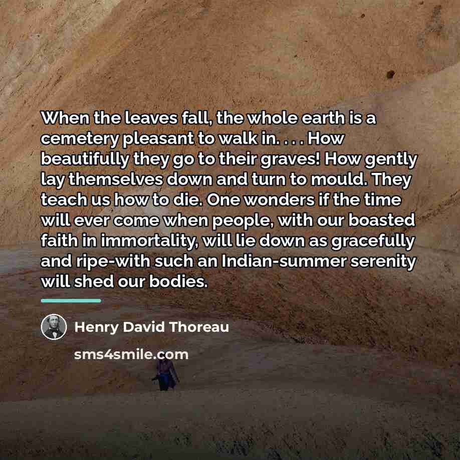 “When the leaves fall, the whole earth is a cemetery…” quote by Henry David Thoreau