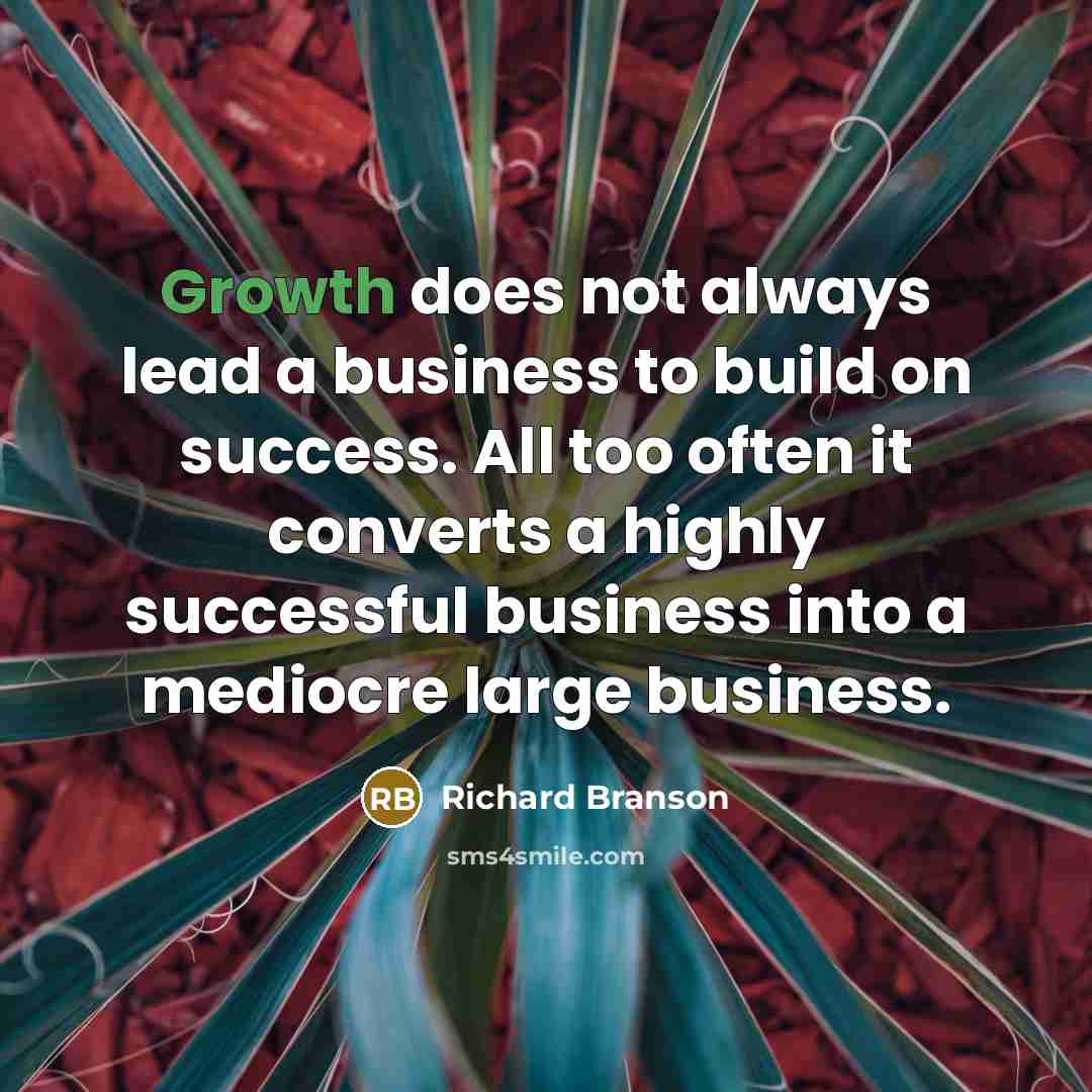 “Growth does not always lead a business to build on…” quote by Richard Branson