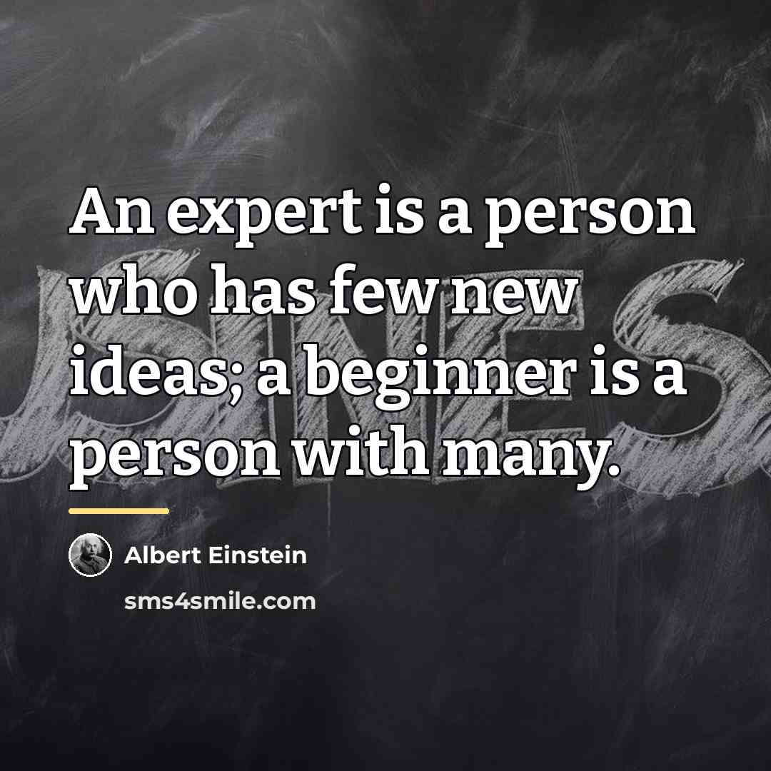“An expert is a person who has few new ideas;…” quote by Albert Einstein