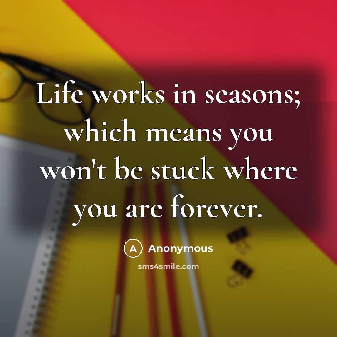 “Life works in seasons; which means you won't be stuck…” quote by Anonymous