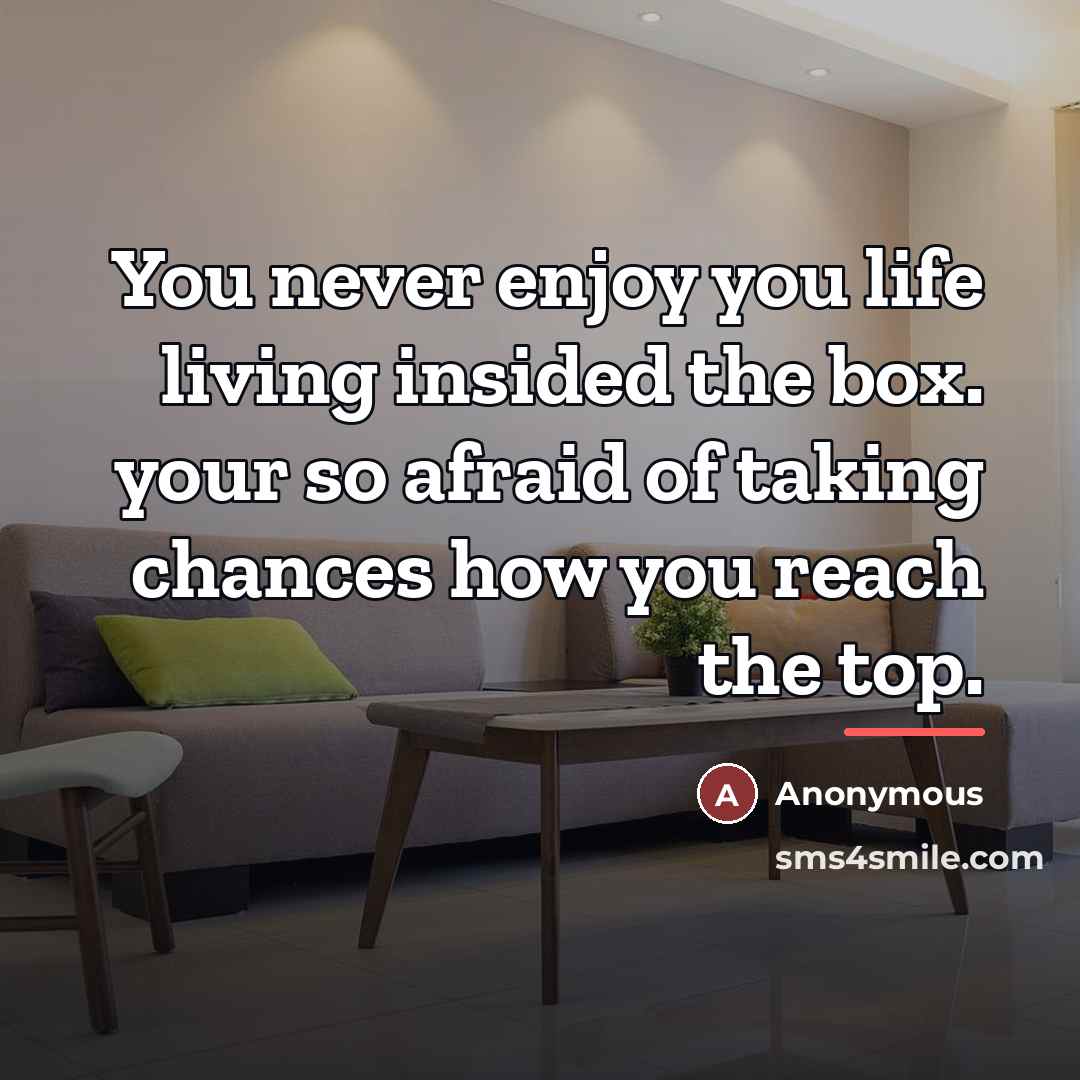 “You never enjoy you life living insided the box. your…” quote by Anonymous