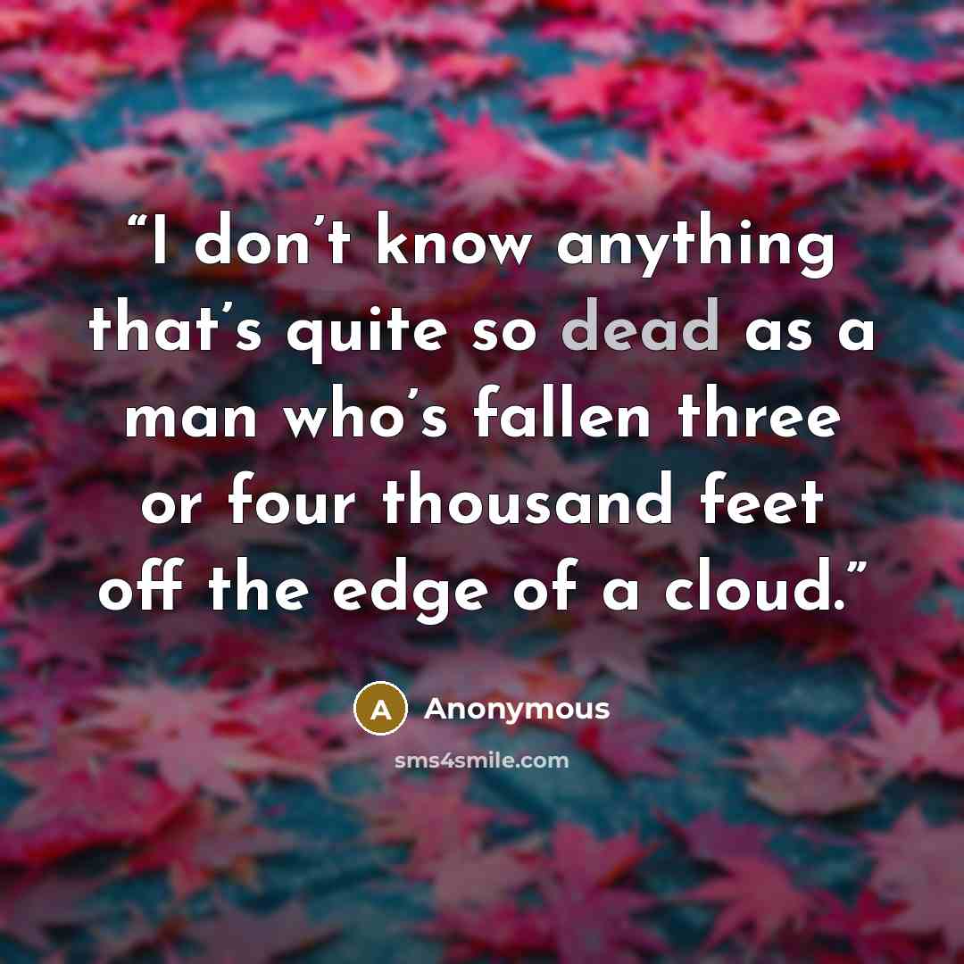 “I don’t know anything that’s quite so dead as a man who’s fallen three or four thousand feet off the edge of a cloud.” quote by Anonymous